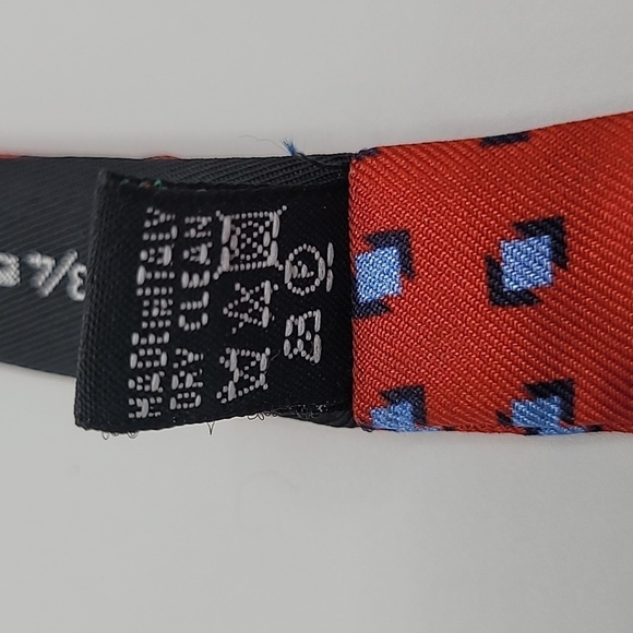 Red Blue 100% Silk Made in Italy Men's Bow Tie - Picture 4 of 4